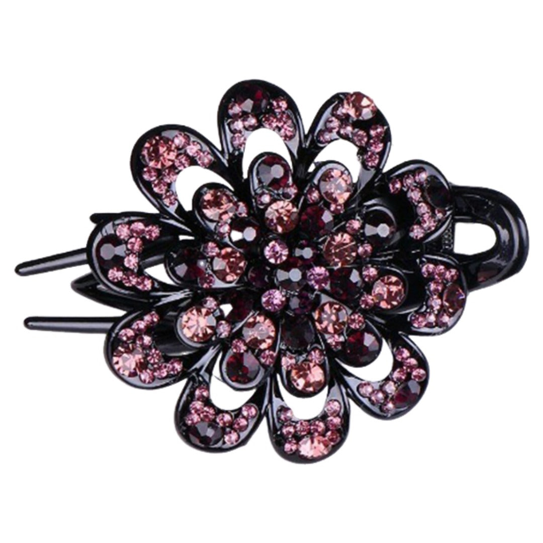 ヘアクリップ サイドバンスクリップ レディース ヘアアクセサリー フラワー 花 ピンクパープル バリエーション画像