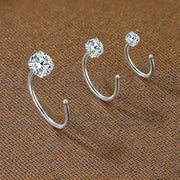 ピアス ハーフフープピアス 両耳用 レディース 女性 アクセサリー 耳飾り ラインストーン ジュエリー シンプル かわいい 上品 キュート 華奢 定番 おしゃれ プレゼント ギフト 記念日 フォーマル パーティ お出かけ 銀色