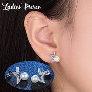ピアス スタッドピアス 耳飾り 両耳用 レディース 女性 アクセサリー 星 スター フェイクパール ラインストーン ファッション小物 キャッチ付き おしゃれ シンプル 上品 かわいい きれいめ キラキラ ギフト プレゼント 記念日 お祝い パーティ 誕生日 銀色