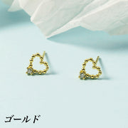 ピアス スタッドピアス レディース 女性 アクセサリー ラインストーン ハート 小ぶり 小さめ お洒落 ゴールドカラー シルバーカラー おしゃれ かわいい 普段使い デイリー お出かけ 耳飾り ギフト プレゼント 婦人用