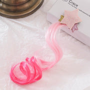 ヘアクリップ エクステ付き ヘアピン つけ毛 ポイントウィッグ 部分ウィッグ クチバシクリップ キッズ 子供 女の子 ヘアアクセサリー ヘアアレンジ ヘアピン 髪留め 2本セット グラデーションカラー ウェーブ カール モチーフ付き 星 スター ラメ キラキラ おしゃれ かわいい キュート ガーリー 青 ピンク ローズ 紫 黄 緑
