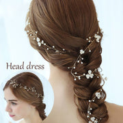 ヘッドドレス ヘッドコサージュ ワイヤー ヘアアクセサリー ブライダル 髪飾り フラワーモチーフ 小花 結婚式 パーティ ヘアアレンジ 女性用