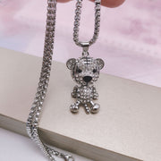 ネックレス ペンダント レディース 女性 アクセサリー 熊 クマ ラインストーン チェーン キラキラ シルバーカラー おしゃれ かわいい キュート お出かけ プレゼント ファッション小物