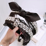 カチューシャ レディース 女性用 ヘアアクセサリー レース リボン フェイクパール ラインストーン キラキラ かわいい おしゃれ