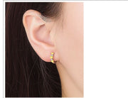 ピアス レディース アクセサリー フープピアス 女性用 ハート 3連 ラインストーン おしゃれ かわいい ゴールドカラー ギフト プレゼント