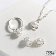 ネックレス ピアス リング 指輪 3点セット アクセサリー レディース 女性 フェイクパール 蝶 フラワー 花 シンプル おしゃれ