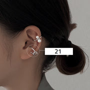 イヤーカフ レディース アクセサリー 女性 片耳用 耳飾り ラインストーン フェイクパール クロス リボン 星 スター 可愛い 3連 おしゃれ シルバーカラー