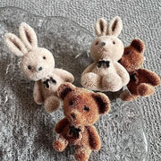 スタッドピアス レディース アクセサリー クマ ウサギ マスコット付き ぬいぐるみ風 動物 アニマル かわいい プレゼント ギフト 贈り物 ブラウン ベージュ