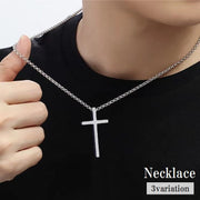 ネックレス ペンダント メンズ レディース アクセサリー 十字架 クロス チェーン 金属製 おしゃれ かっこいい プレゼント ギフト 贈り物 シルバーカラー ブラック