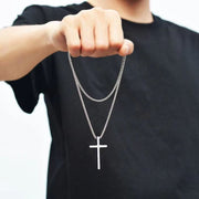 ネックレス ペンダント メンズ レディース アクセサリー 十字架 クロス チェーン 金属製 おしゃれ かっこいい プレゼント ギフト 贈り物 シルバーカラー ブラック