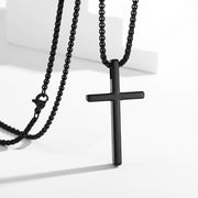 ネックレス ペンダント メンズ レディース アクセサリー 十字架 クロス チェーン 金属製 おしゃれ かっこいい プレゼント ギフト 贈り物 シルバーカラー ブラック