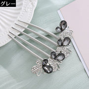 ヘアコーム かんざし ヘアアクセサリー 髪飾り 髪留め 夜会巻き ヘアアレンジ まとめ髪 着物 和装 浴衣 ラインストーン 蝶
