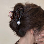 バンスクリップ ヘアクリップ レディース ヘアアクセサリー 髪留め フェイクパール パール風 おしゃれ かわいい 可愛い シンプル 上品 きれいめ グレー 白