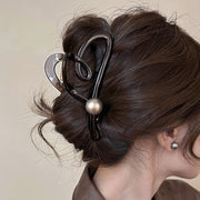 バンスクリップ ヘアクリップ レディース ヘアアクセサリー 髪留め フェイクパール パール風 おしゃれ かわいい 可愛い シンプル 上品 きれいめ グレー 白
