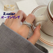 指輪 オープンリング レディース アクセサリー クロスデザイン スタイリッシュ エレガント 高級感 きれいめ 上品 ボリューム感 パーティー お出かけ デート