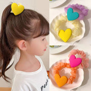 【3個セット】 可愛いハート ヘアゴム 髪ゴム キッズ シュシュ 子供用 女の子 ヘアアクセサリー ハート 髪飾り 髪留め まとめ髪 ヘアアレンジ 可愛い おしゃれ ポニーテール お団子 女子 こども用 お出掛け 通園 通学