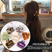ヘアクリップ バンスクリップ 髪留め レディース 女性用 ヘアアクセサリー 髪飾り ヘアアレンジ スクエア 長方形 クリア べっ甲柄 マーブル エレガント おしゃれ かわいい シンプル デイリー 普段使い お出かけ 通勤 通学 オフィスファッション