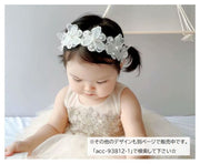 ヘアバンド ベビー 赤ちゃん 新生児 ヘアアクセサリー ヘッドドレス ヘッドバンド レース リボン フラワー お花 チュール おしゃれ かわいい 記念写真 写真撮影 結婚式 パーティー お呼ばれ お出かけ おめかし 幼児 女の子 ガールズ ホワイト ピンク 白