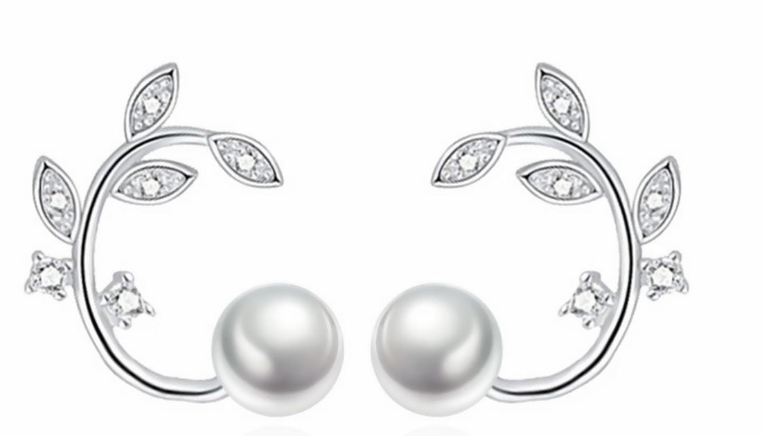 スタッドピアス レディース アクセサリー イミテーション ラインストーン リーフ 上品 おしゃれ プレゼント ギフト 女性