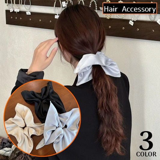 シュシュ ヘアゴム レディース 女性 サテン 光沢 商品画像