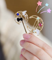 ヘアピン アメピン 2点セット ヘアクリップ レディース 女性 ヘアアクセサリー 髪留め 髪飾り 前髪留め 横髪留め ヘアアレンジ 猫 ネコ ねこ キャット ラインストーン 可愛い キュート お洒落 お出かけ 普段使い 婦人