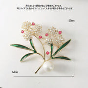 ブローチ アクセサリー レディース ラインストーン フェイクパール 花 葉 おしゃれ 上品 プレゼント 贈り物 ギフト フラワー