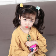 ヘアゴム 2個セット ヘアアクセサリー キッズ 子供 ベビー 髪ゴム 髪飾り まとめ髪 フラワー 花 シンプル かわいい キュート ガーリー お出かけ 普段使い プレゼント 黄 紫 緑 青 ピンク