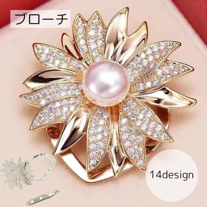 ブローチ レディース アクセサリー ゴールドカラー シルバーカラー フェイクパール 商品画像