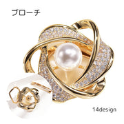 ブローチ レディース アクセサリー ゴールドカラー シルバーカラー フェイクパール ラインストーン かわいい おしゃれ 高級感