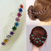ヘアピン Uピン 20本セット かんざし レディース ヘアアクセサリー 髪飾り 髪留め U型 花 ローズ バラ ラインストーン キラキラ 小さめ 可愛い 上品 おしゃれ 華やか まとめ髪 ヘアアレンジ 結婚式 二次会 パーティー 女性用