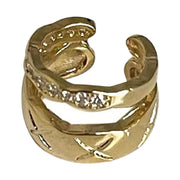 イヤーカフ 片耳用 単品 二連 重ね付け風 イヤカフ ノンホール イヤークリップ レディース 女性 アクセサリー リング ラインストーン キラキラ お洒落 耳飾り ファッション小物