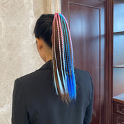 ヘアゴム 髪ゴム キッズ ジュニア 子ども 子供 女の子 ヘアアクセサリー ファッション雑貨 エクステ付き 三つ編み 4連 部分ウィッグ カラフル ピンク ブルー イエロー シンプル ポップ カジュアル 可愛い キュート クール かっこいい おしゃれ