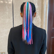 ヘアゴム 髪ゴム キッズ ジュニア 子ども 子供 女の子 ヘアアクセサリー ファッション雑貨 エクステ付き 三つ編み 4連 部分ウィッグ カラフル ピンク ブルー イエロー シンプル ポップ カジュアル 可愛い キュート クール かっこいい おしゃれ