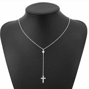 ネックレス ペンダント レディース アクセサリー チェーン クロス 十字架 ラインストーン ビジュー 揺れる 上品 華奢 きれいめ