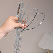 カチューシャ 髪留め レディース 女性 ヘアアクセサリー ファッション雑貨 フリンジ タッセル ラインストーン シルバーカラー キラキラ 華やか 可愛い キュート フェミニン ガーリー おしゃれ
