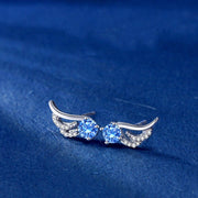 ピアス スタッドピアス アクセサリー レディース 銀色 青 ラインストーン 羽 ウィング 小さめ 小ぶり かわいい おしゃれ シンプル ギフト 記念日 誕生日 プレゼント 贈り物 ファッション小物 女性用 シルバーカラー