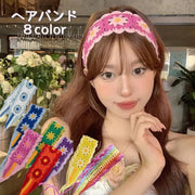 ヘアバンド クロシェ レディース ヘアアクセサリー ヘアアレンジ かわいい フラワー クロシェ編み かわいい 手編み風 クロシェレース