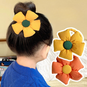 ヘアゴム キッズ ヘアアクセサリー 髪ゴム フラワー お花 チェック柄 大きめ 大ぶり 目立つ かわいい おしゃれ 子供用 女の子