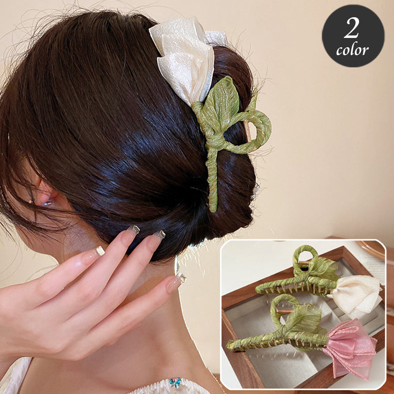 ヘアクリップ バンスクリップ ヘアアクセサリー レディース 髪飾り 髪留め まとめ髪 ヘアアレンジ フラワー お花 ラメ リボン素材 大人上品 フェミニン オフィス 簡単 女性用 婦人用 ファッション小物