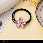 ヘアゴム 髪ゴム フラワーモチーフ付 ヘアアクセサリー レディース まとめ髪 ヘアアレンジ ビジュー キラキラ ハーフアップ ヘアタイ ヘアアクセント 髪飾り 上品 可愛い 花