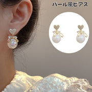 ピアス スタッドピアス レディース アクセサリー パール風 フェイクパール ゴールドカラー 大ぶり 揺れる おしゃれ きれいめ かわいい ギフト 贈り物