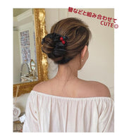 ヘアクリップ ポニーリング シュシュ風 お団子 ポニーテール ヘアリング ヘアアクセサリー レディース 無地 鳥の巣 ヘアアレンジ 髪飾り 髪留め