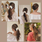 ヘアクリップ ポニーリング シュシュ風 お団子 ポニーテール ヘアリング ヘアアクセサリー レディース 無地 鳥の巣 ヘアアレンジ 髪飾り 髪留め