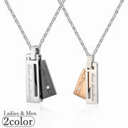 ペアネックレス ペンダント レディース メンズ カップル お揃い アクセサリー チェーン ダブルプレート 刻印 LOVE ロゴ ラインストーン ビジュー アズキチェーン おしゃれ お洒落 普段使い デイリー 大人 夫婦 女性 婦人 男性 紳士 彼女 妻 彼氏 夫 友達 プレゼント ギフト 贈り物 誕生日 記念日 母の日 父の日 ホワイトデー バレンタイン クリスマス