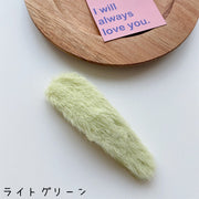 ヘアクリップ レディース 女性 ヘアアクセサリー ファッション雑貨 小物 パッチン留め パッチンクリップ フェイクファー 無地 ピンク ホワイト グリーン かわいい キュート もこもこ ふわふわ ガーリー