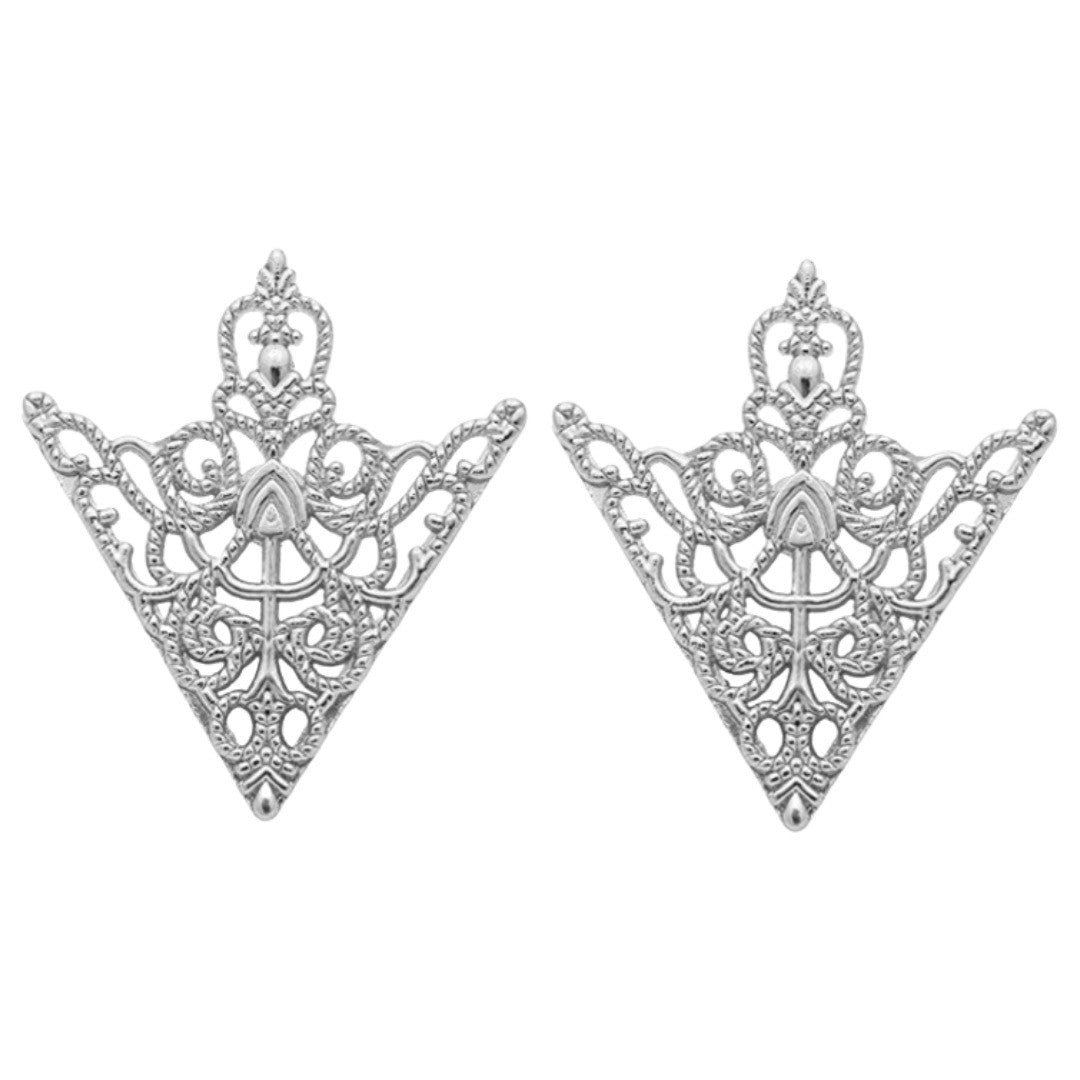 襟ブローチ タックピン 2個セット レディース メンズ アクセサリー シャツ ブラウス ストール 三角 王冠 レトロ感 おしゃれ