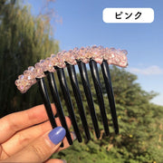 ヘアコーム 夜会巻きコーム ヘアアクセサリー レディース 女性用 髪飾り 髪留め 花 フラワー ビーズ キラキラ かわいい おしゃれ 華やか 上品 エレガント 綺麗 大人女子 ファッション小物 婦人用 黒 白 ピンク ネイビー シャンパン