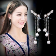 スタッドピアス アクセサリー レディース 女性用 フェイクパール ロングチェーン 揺れる 垂れる おしゃれ かわいい 上品 フェミニン お出かけ きれいめ ギフト プレゼント 婦人用