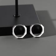 ピアス メンズ フープピアス アクセサリー 男性用 リングタイプ シルバーカラー ローマ数字 カッティング リング おしゃれ かっこいい ギフト プレゼント レディース 女性 クール カジュアル 八角形 オクタゴン