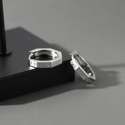 ピアス メンズ フープピアス アクセサリー 男性用 リングタイプ シルバーカラー ローマ数字 カッティング リング おしゃれ かっこいい ギフト プレゼント レディース 女性 クール カジュアル 八角形 オクタゴン